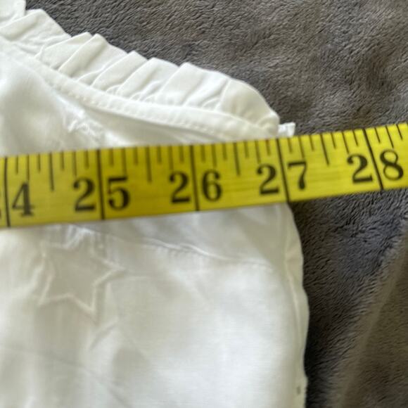 TORRID 5 Womens Blouse Challis White Embrodered Stars Ruffle Trim Boho Summer 5X - Picture 8 of 11